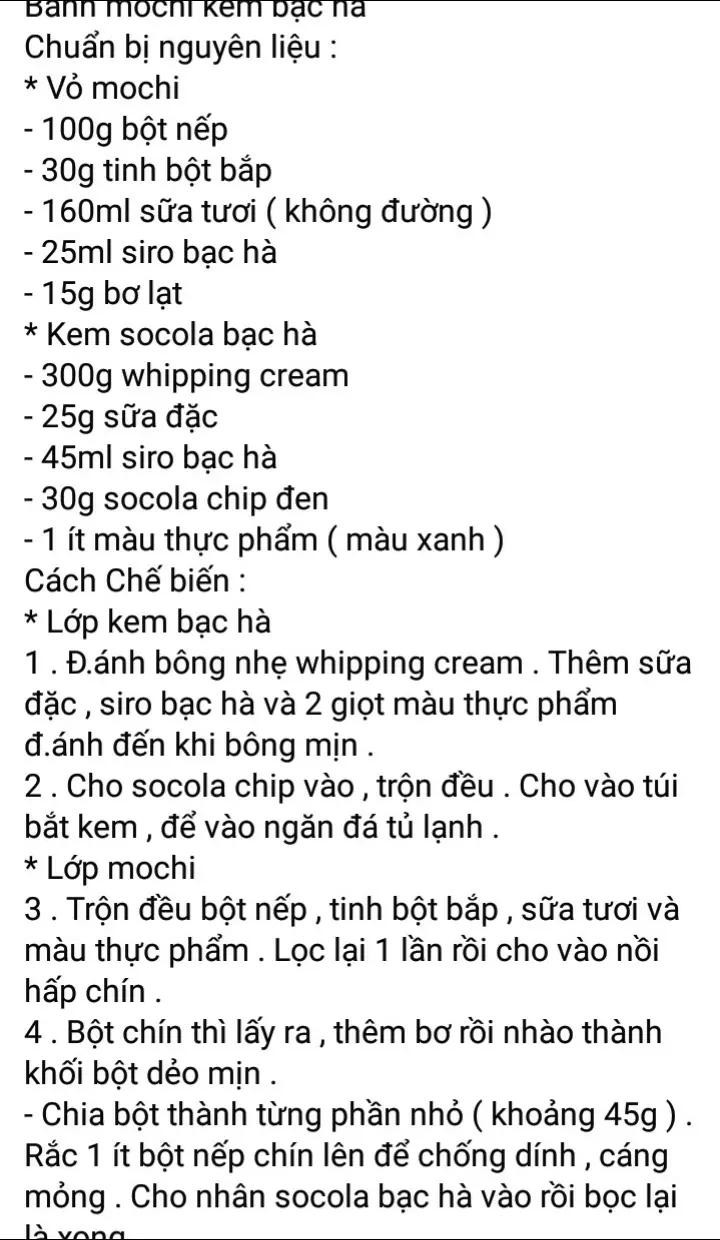 bánh mochi socola, bánh mochi kem trà xanh, bánh mochi chà bông, bánh mochi kem dâu, bánh mochi kem bạc hà, bánh mochi kem oreo