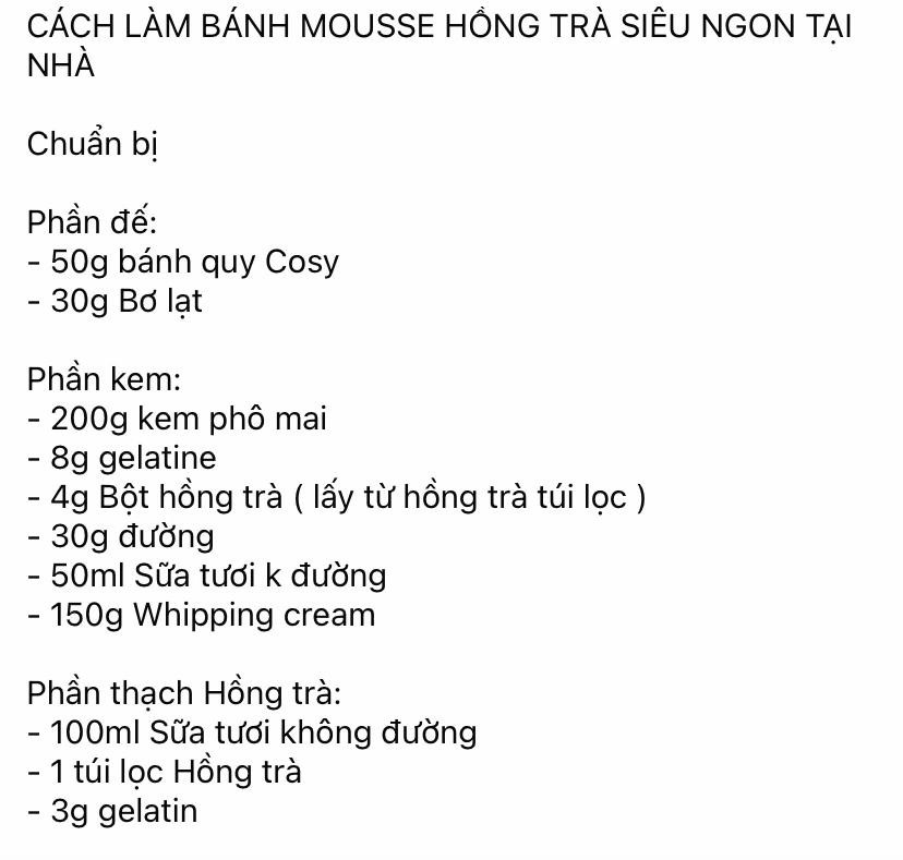 Bánh mousse hồng trà