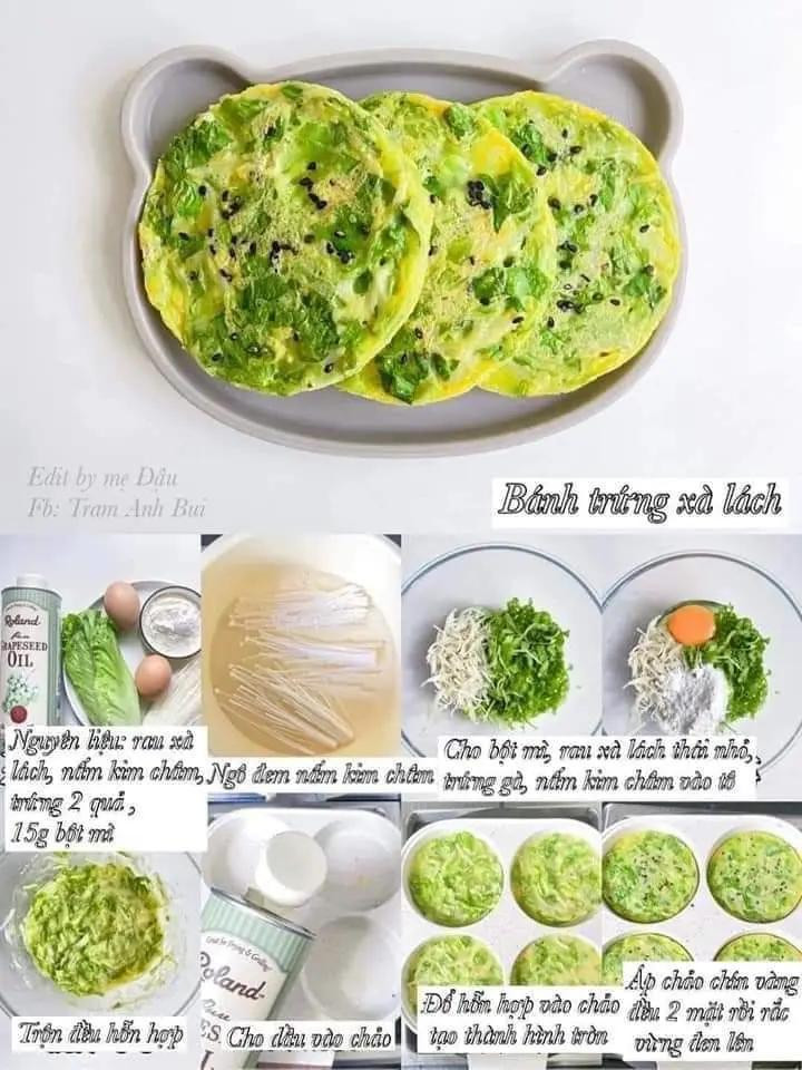 Bánh tôm bín gòi, bánh ngô phô mai, bánh trứng xà lách, bánh tôm đậu hũ, bánh cà rốt khoai tây, bánh tôm nấm hương.