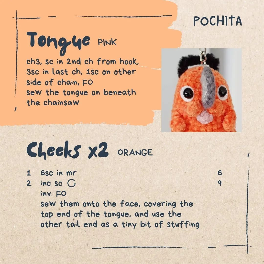 beginner friendly pochita keychain free pattern