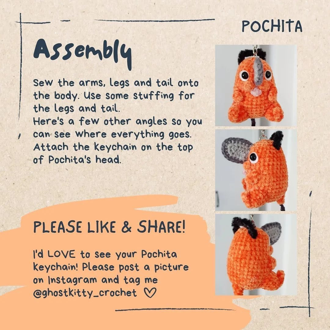 beginner friendly pochita keychain free pattern