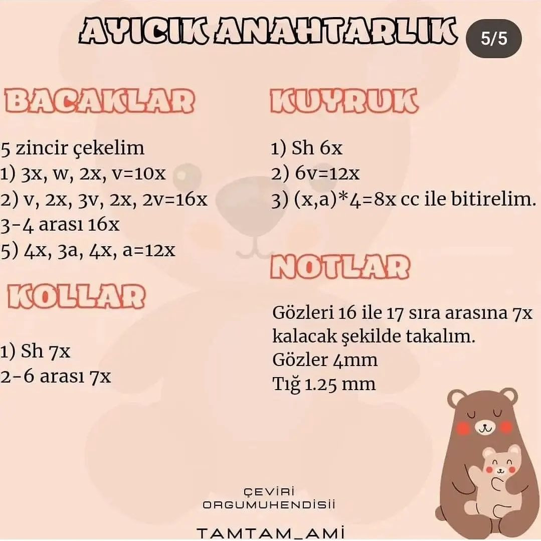 beyaz ayı anahtarlık tığ işi modeli