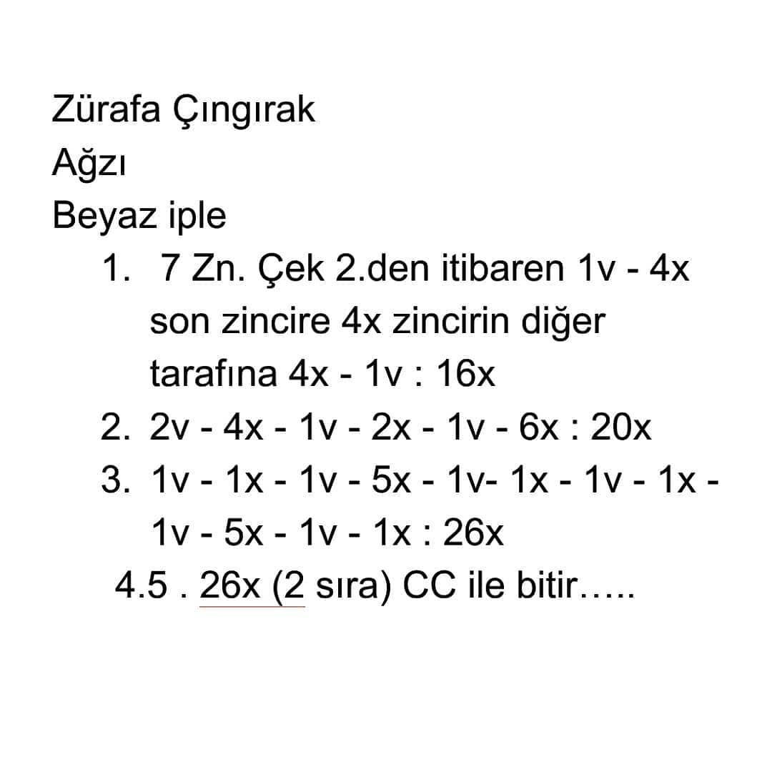 Beyaz namlulu turuncu bir zürafa için tığ işi tığ işi modeli.