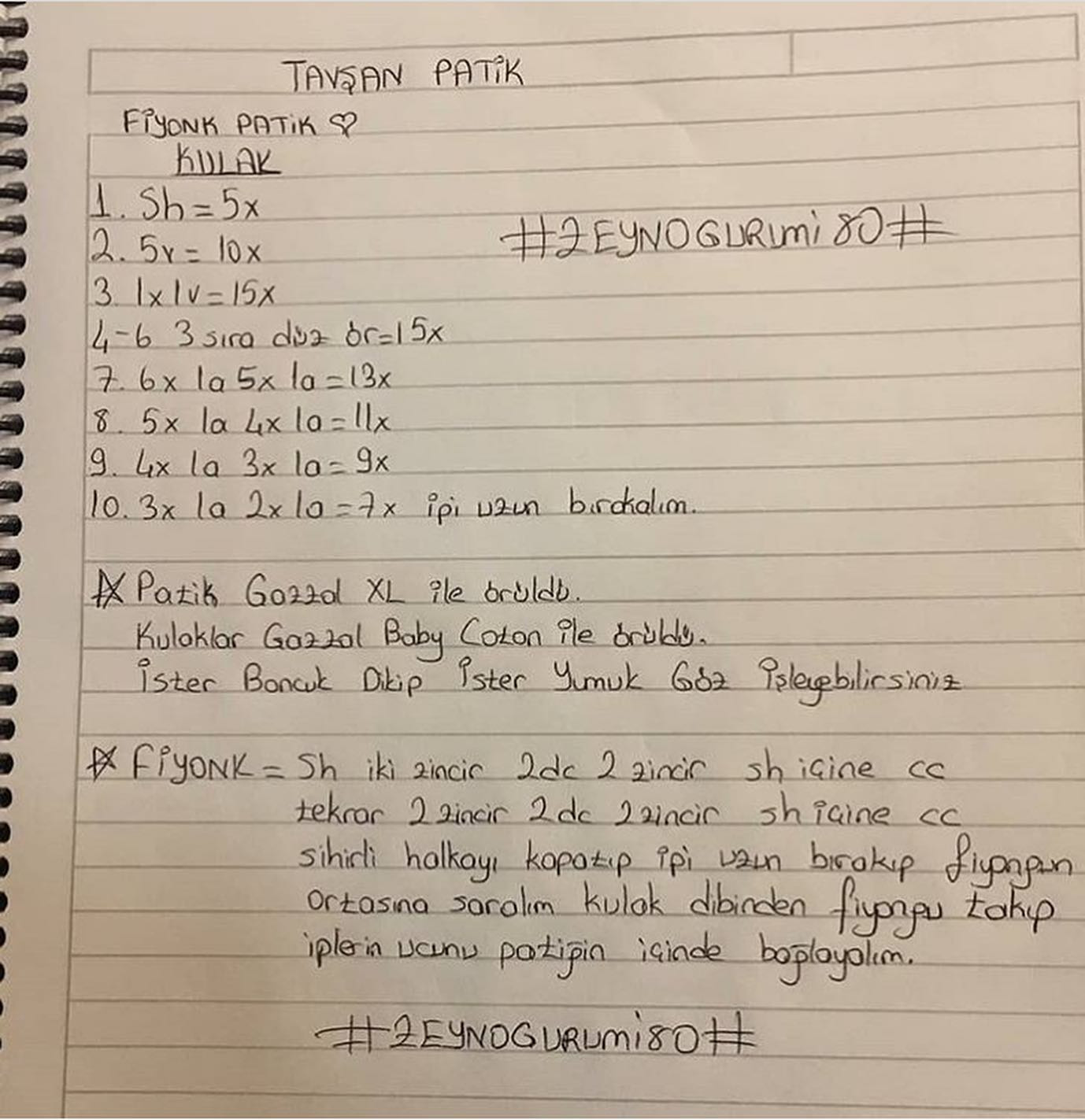 Beyaz tavşan ayakkabıları için tığ işi modeli.