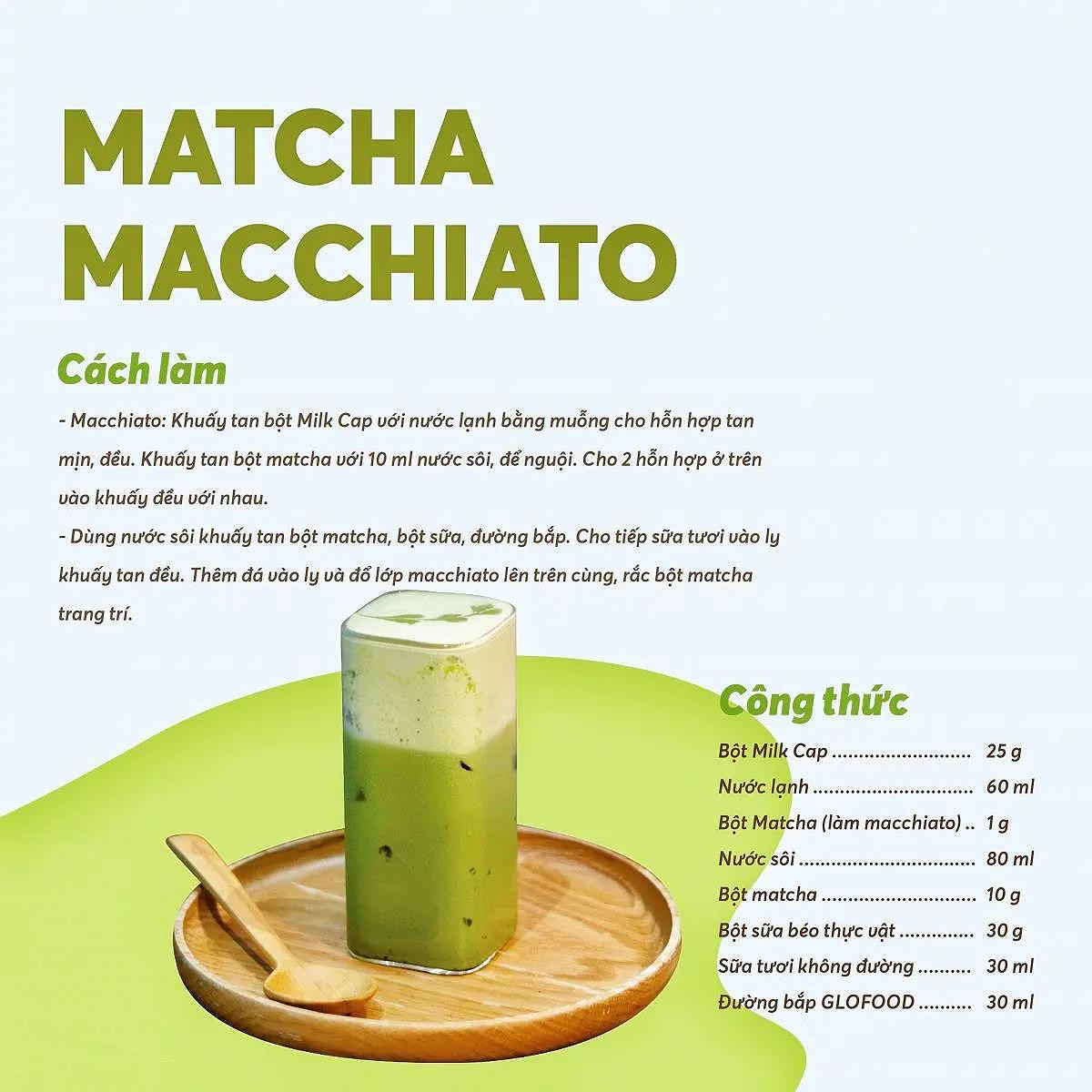 bộ công thức pha chế các loại thức uống từ macha, matcha latte nóng, chatcha sữ đá 2 tầng, coco matcha latte, sữa dừa matcha, trà xanh dolce iced, seasons cross over matcha latte, matcha xoài sữa, matcha macchiato