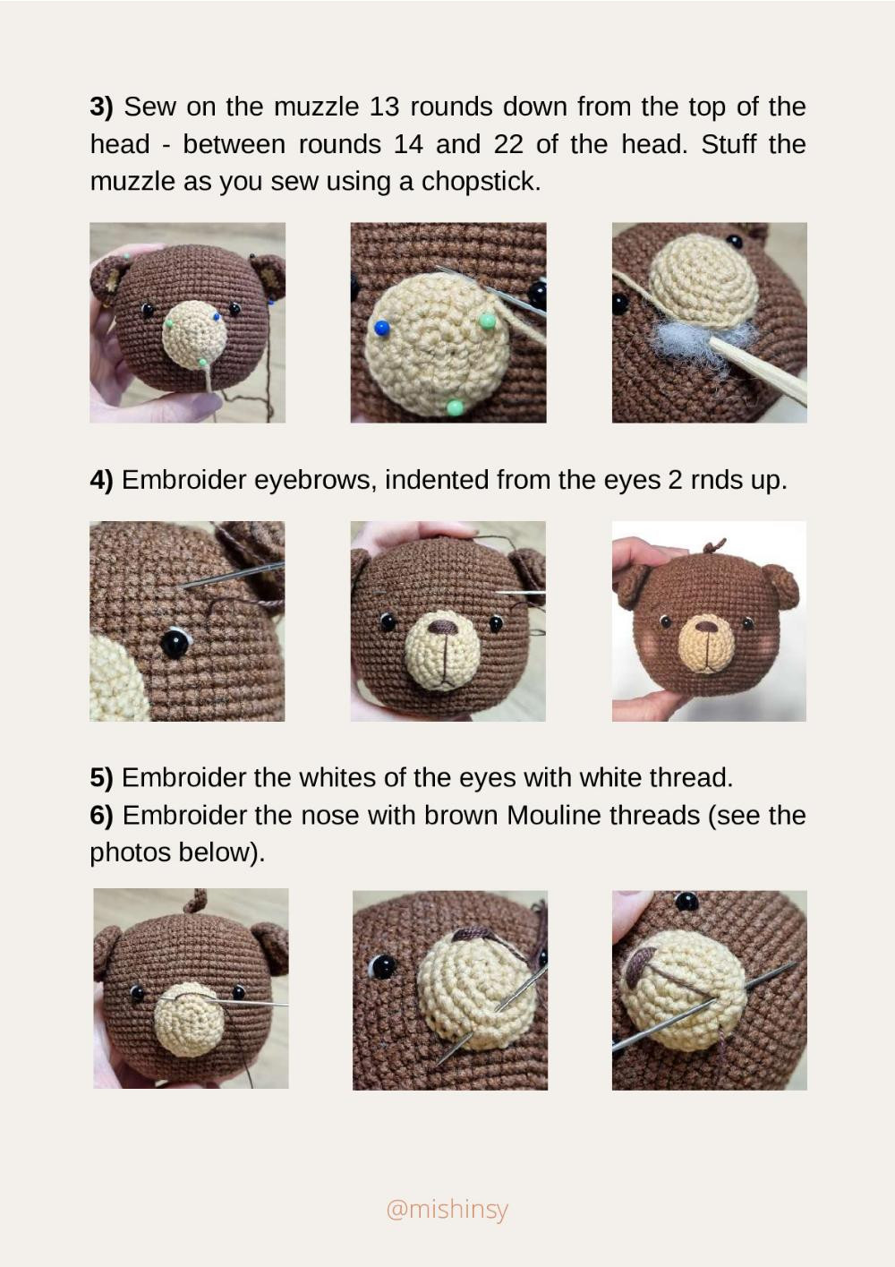 Brown bear crochet pattern wearing orange shirt