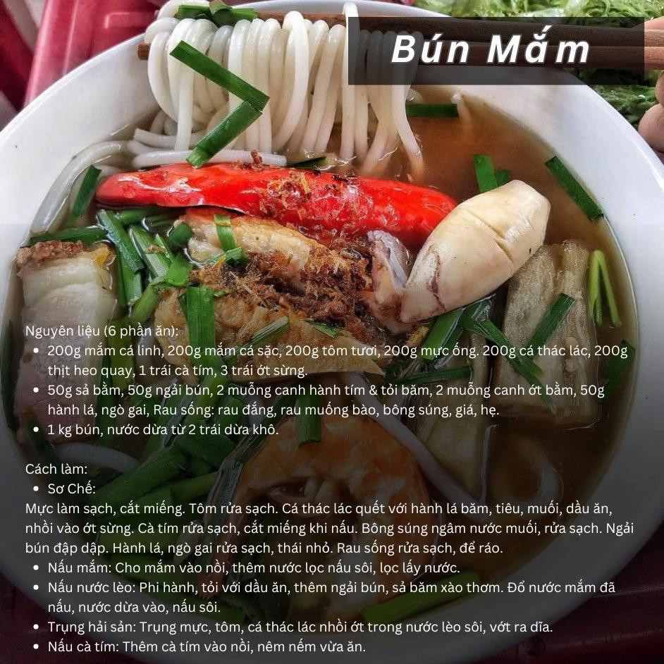 bún riêu cua thịt bò, bún măng vịt, bún bò huế, bún thịt nướng, bún mắm