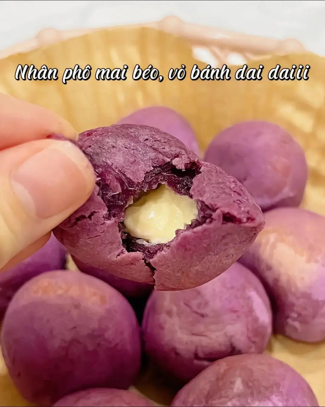 Cách làm Bánh Mochi Khoai Lang Tím Phô Mai