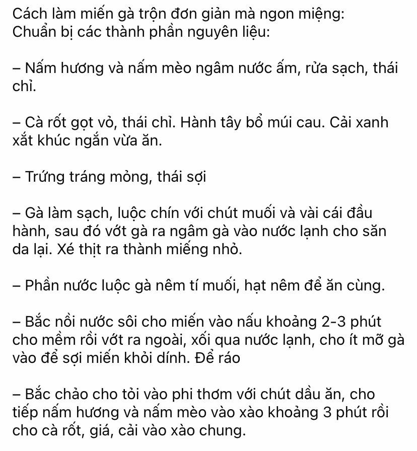 cách làm miến gà trộn đơn giản mà ngon miệng