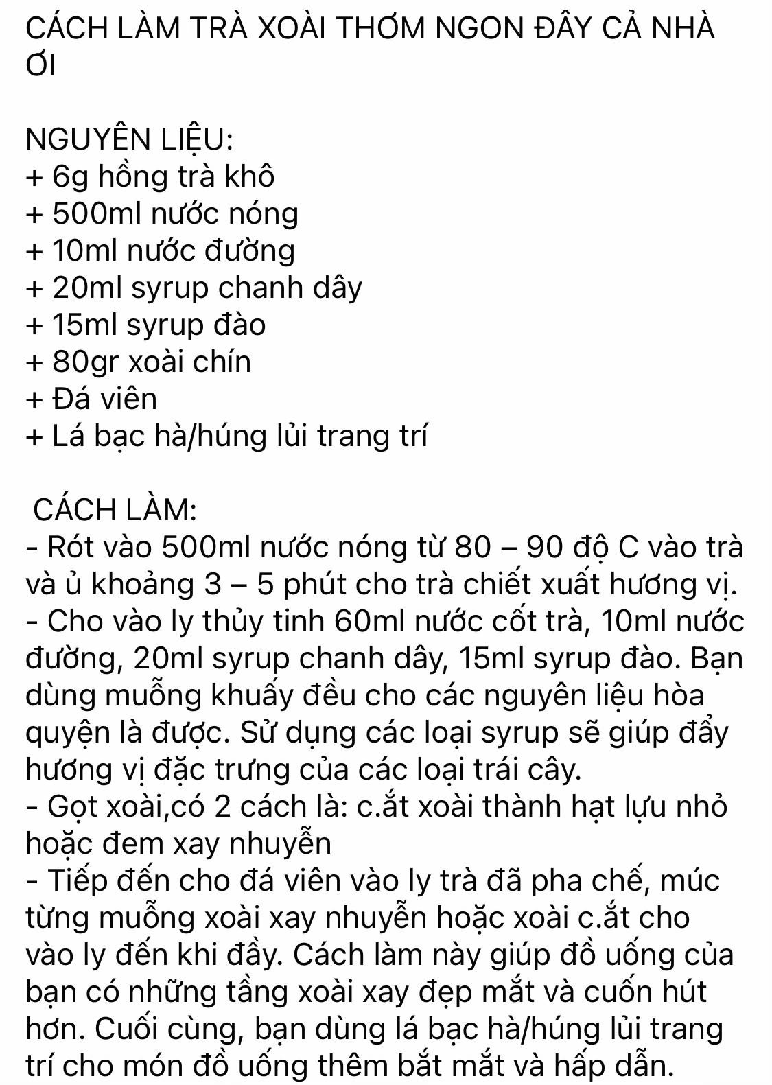 Cách làm trà xoài siêu ngon tại nhà