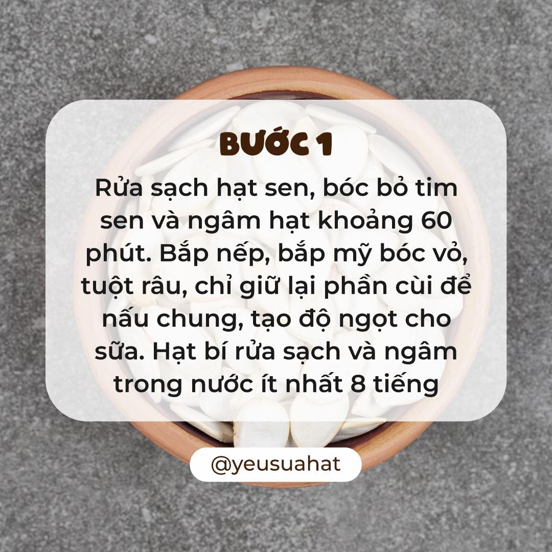 Cách nấu sữa hạt sen hạt bí và bắp nếp