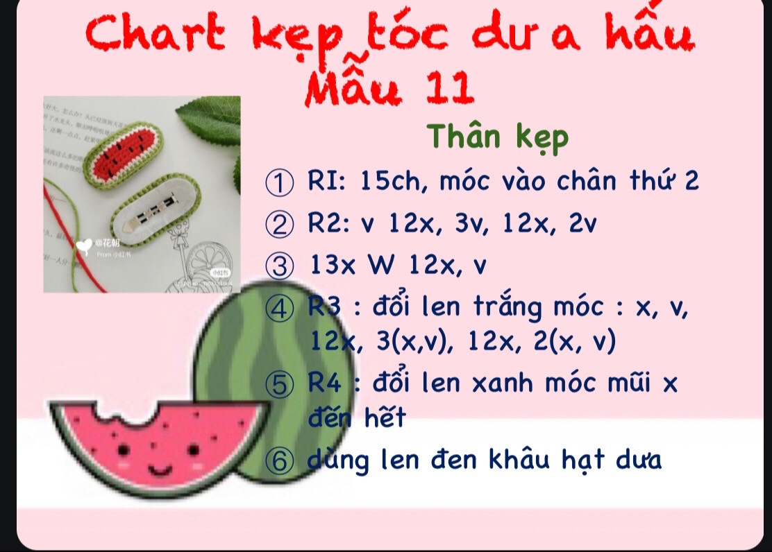 chart kẹp tóc dưa hấu mẫu 11