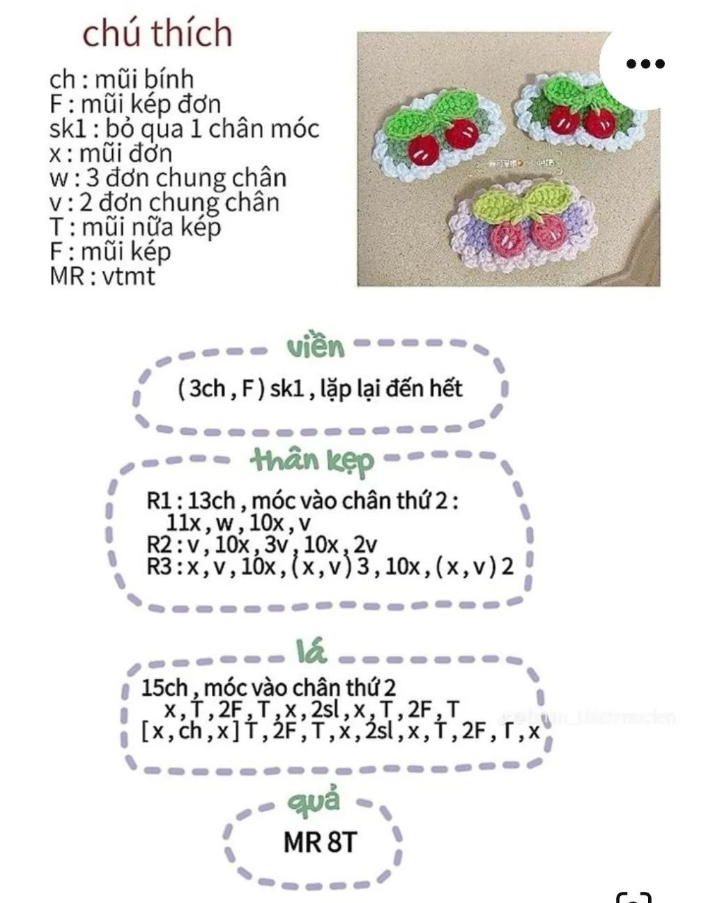 Chart kẹp tóc tiếng việt, kẹp tóc dâu tây, kẹp tóc gà con, kẹp tóc gấu, kẹp tóc quả dâu, kẹp tóc thỏ..