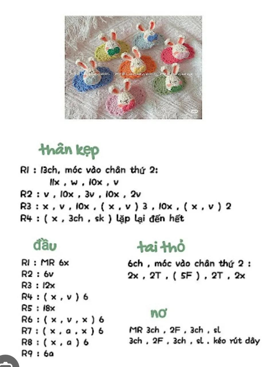 Chart kẹp tóc tiếng việt, kẹp tóc dâu tây, kẹp tóc gà con, kẹp tóc gấu, kẹp tóc quả dâu, kẹp tóc thỏ..