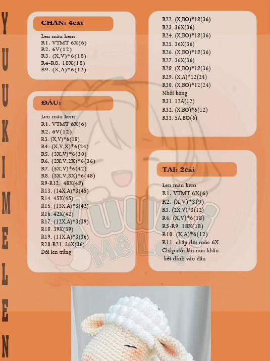 chart móc bé cừu trắng