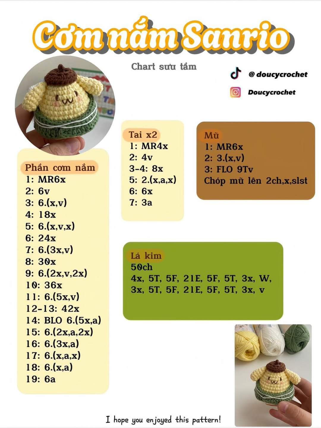 chart móc cơm nắm sanrio