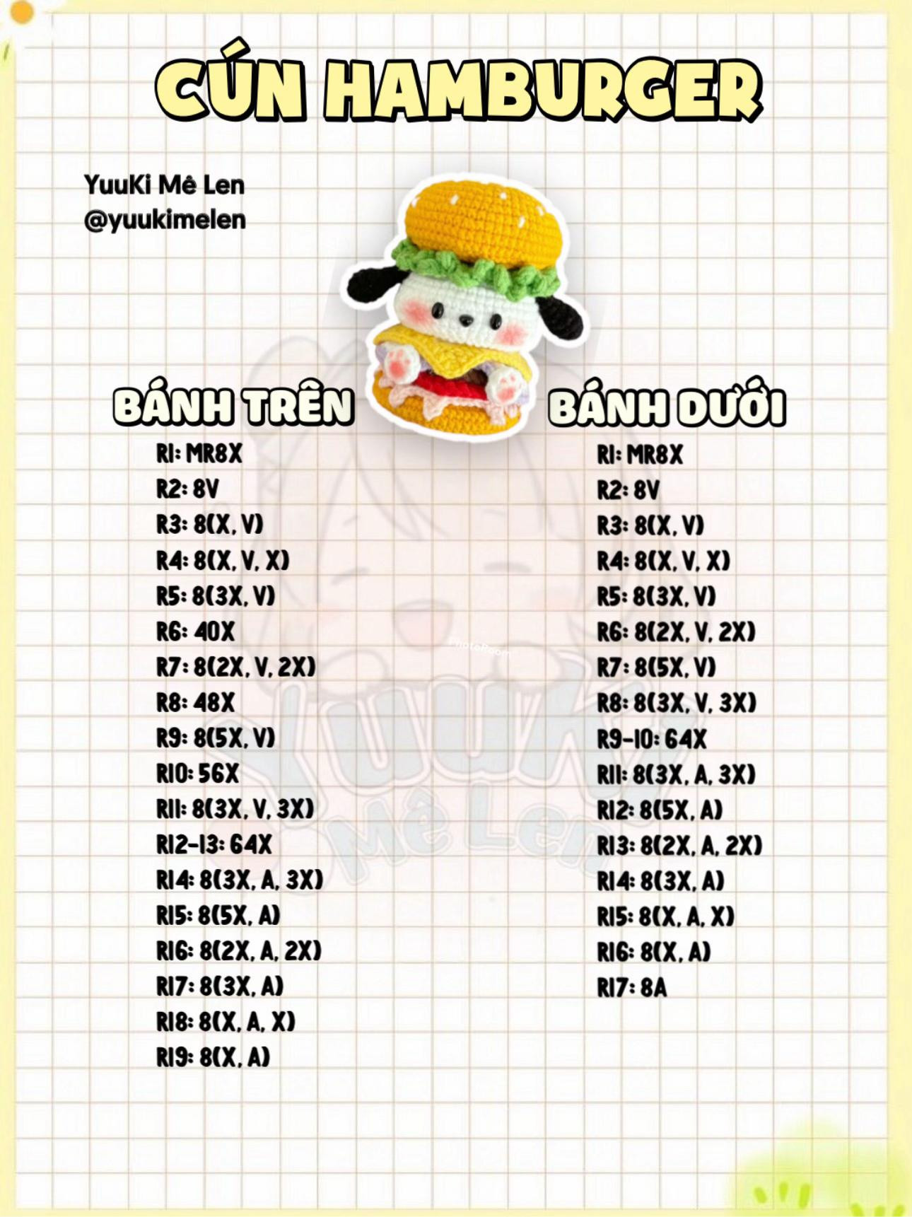 chart móc cún hamburger