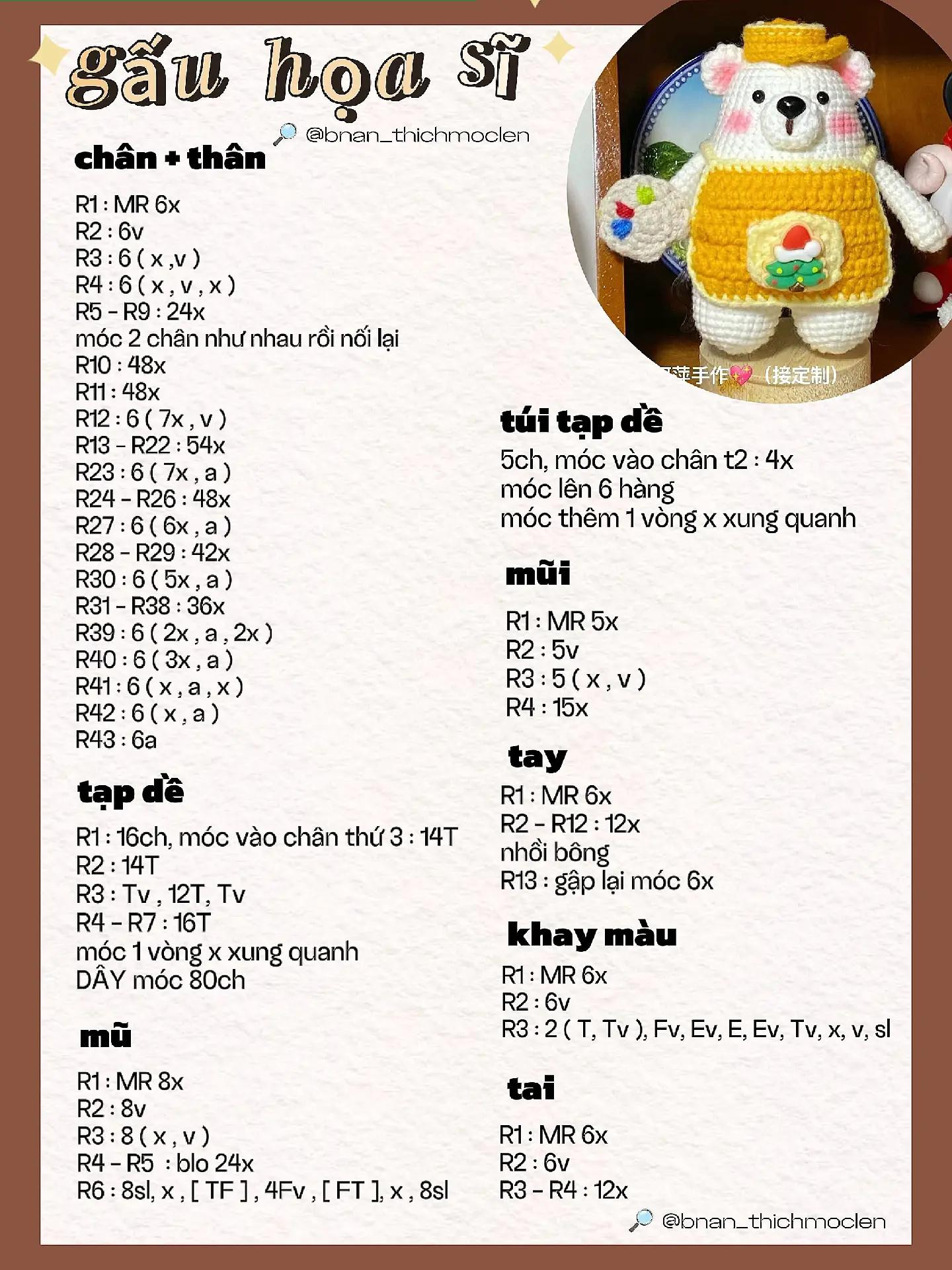 Chart móc gấu họa sĩ