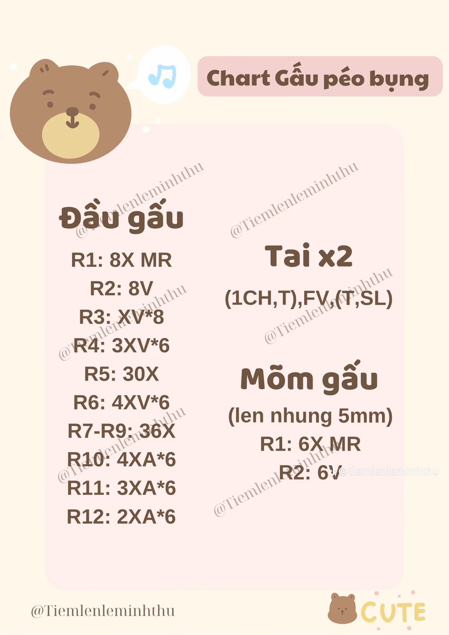 Chart móc gấu péo bụng