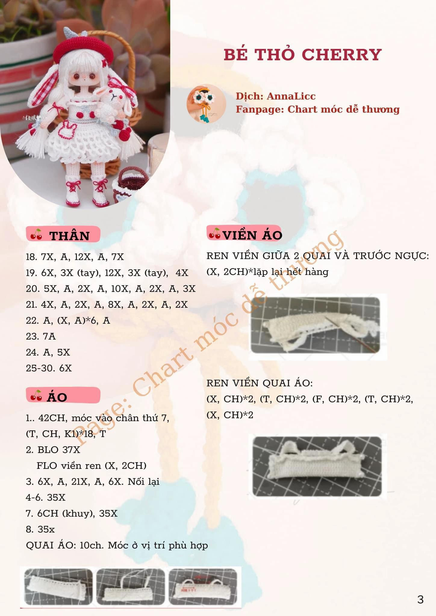 Chart móc len bé thỏ cherry