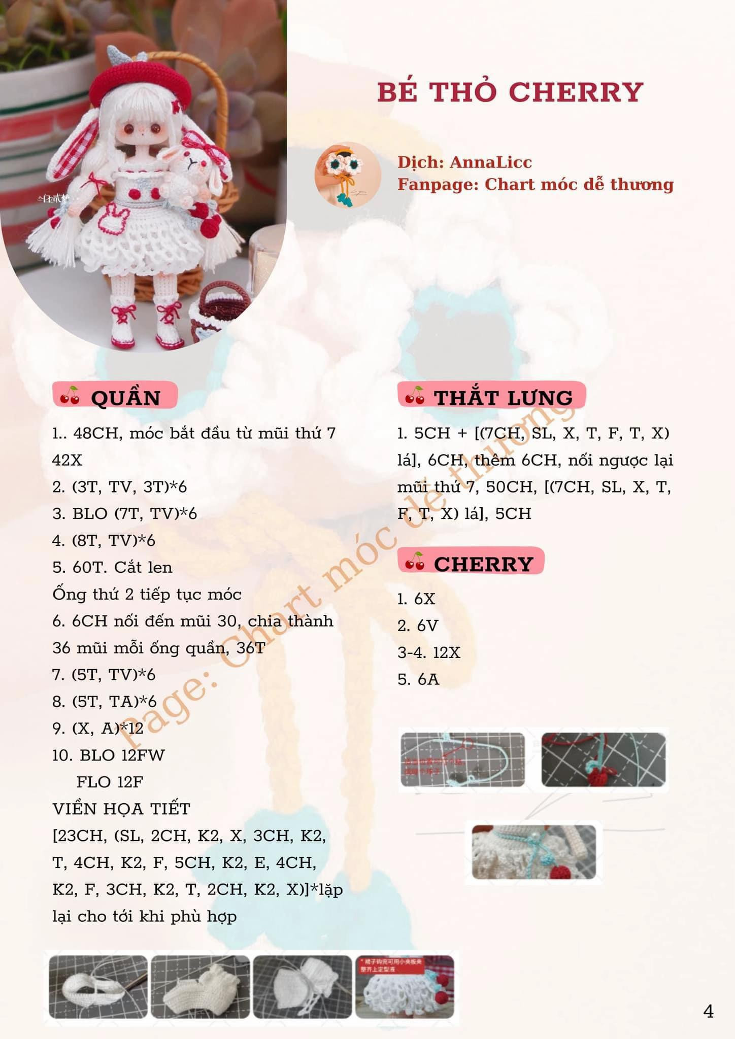 Chart móc len bé thỏ cherry