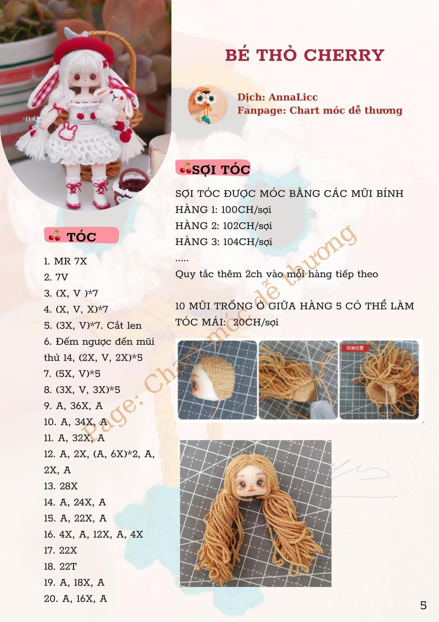 Chart móc len bé thỏ cherry