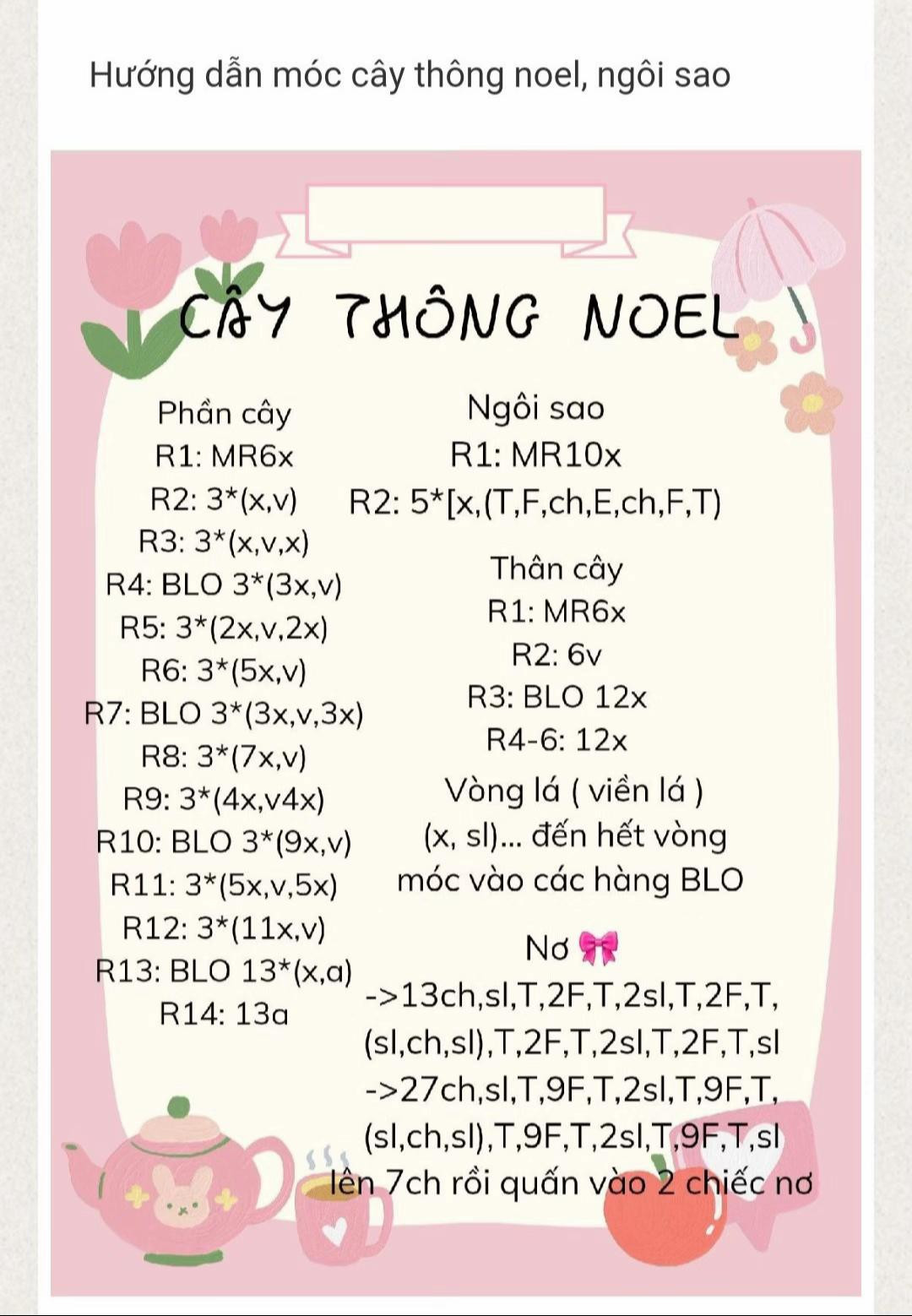 chart móc len cây thông noel trang trí.