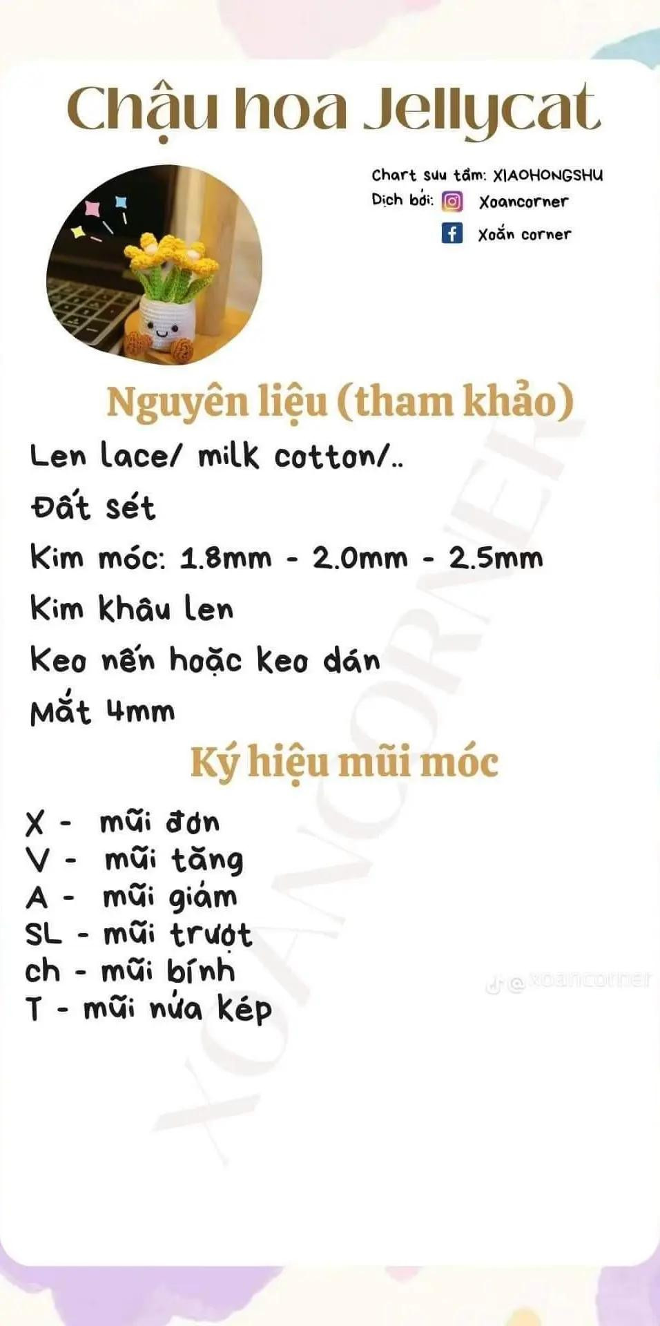 chart móc len chậu hoa jellycat