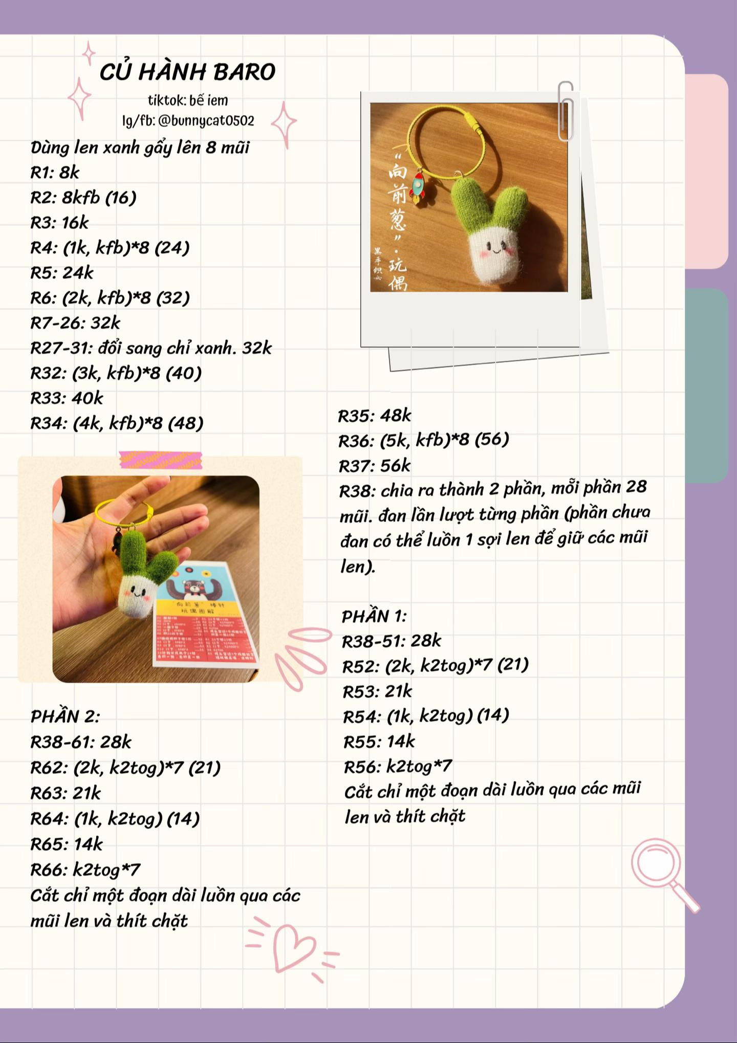 chart móc len củ hành baro