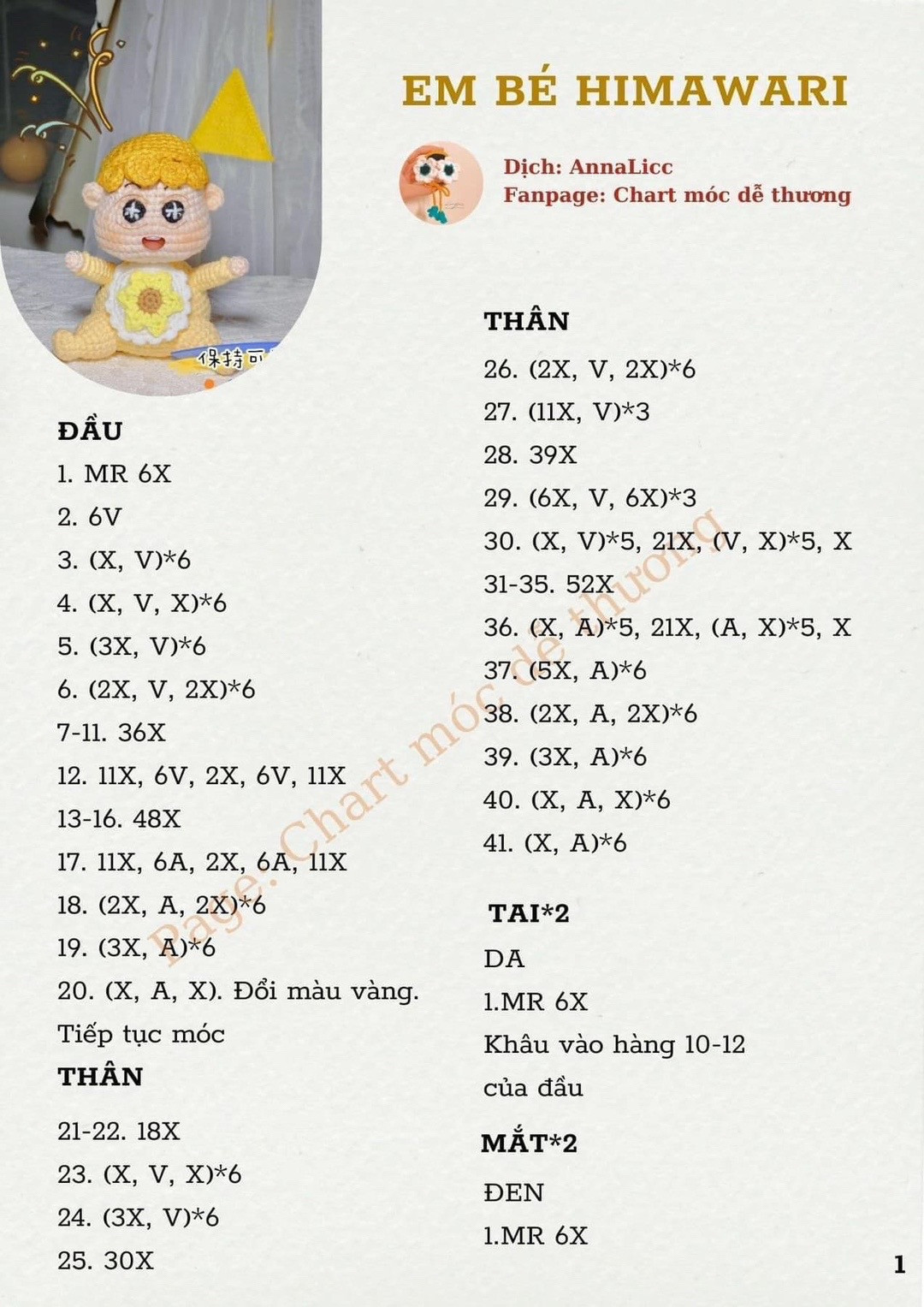 Chart móc len em bé himawari