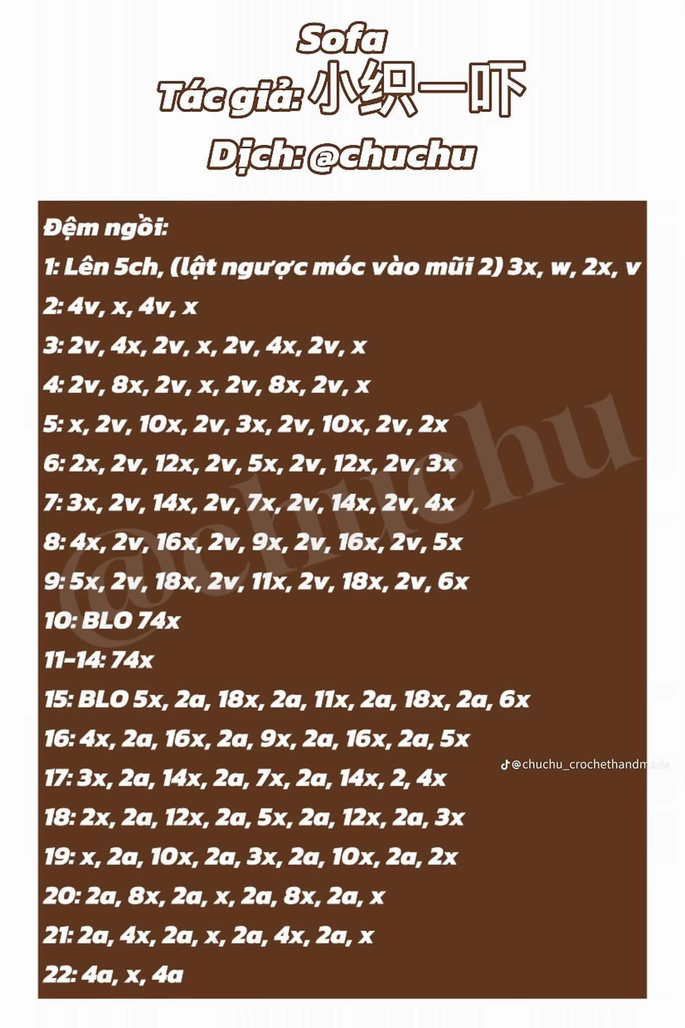 chart móc len ghế sofa