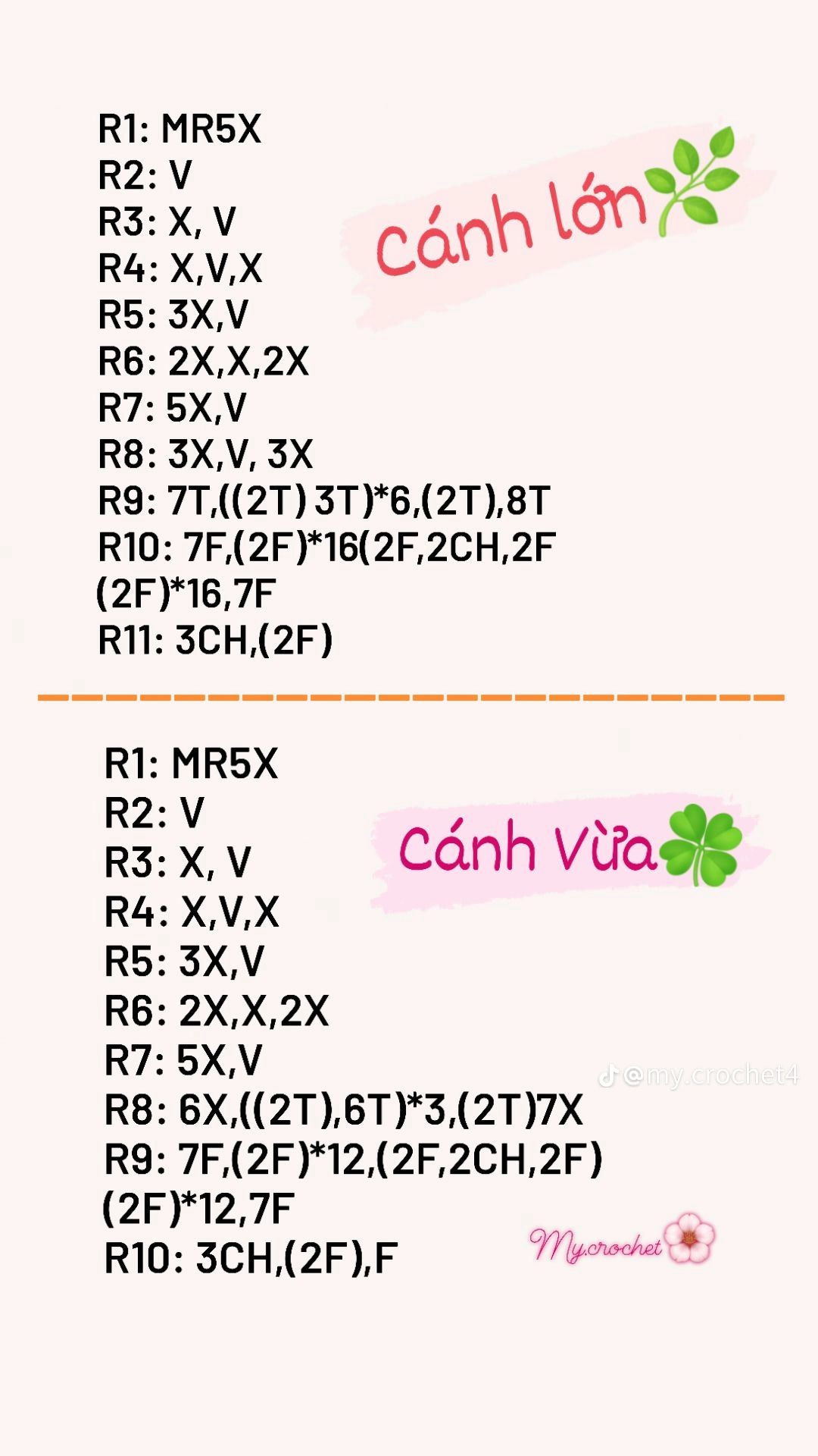 chart móc len hoa hồng, cánh và đài hoa