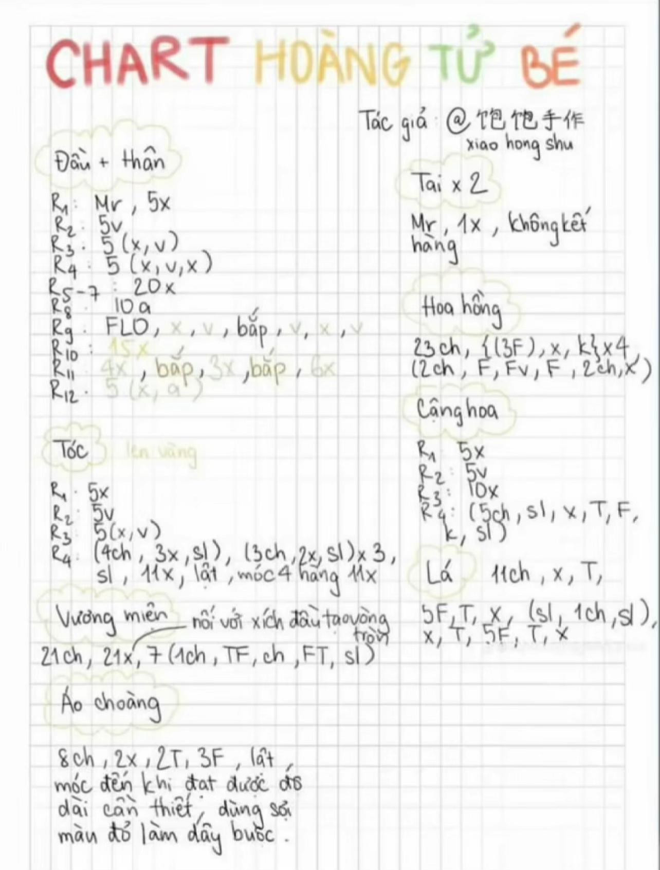 chart móc len hoàng tử bé