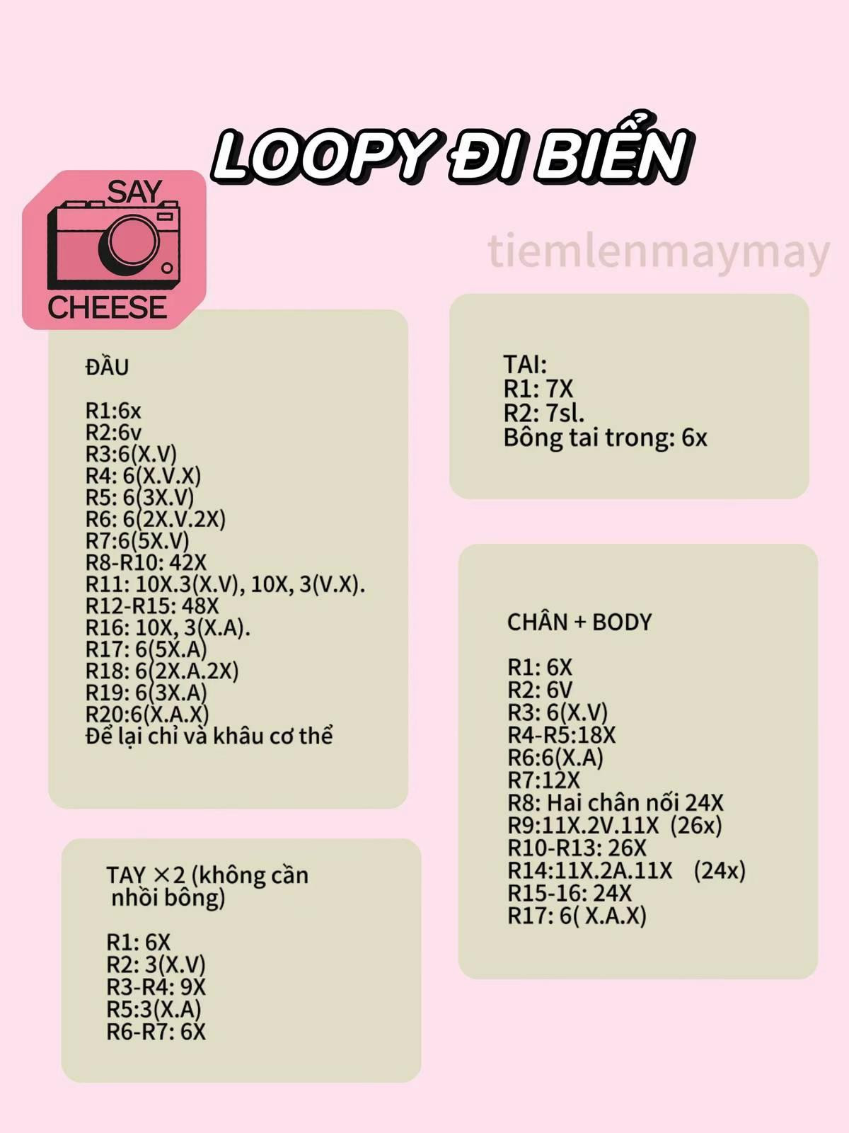 chart móc len loopy đi biển