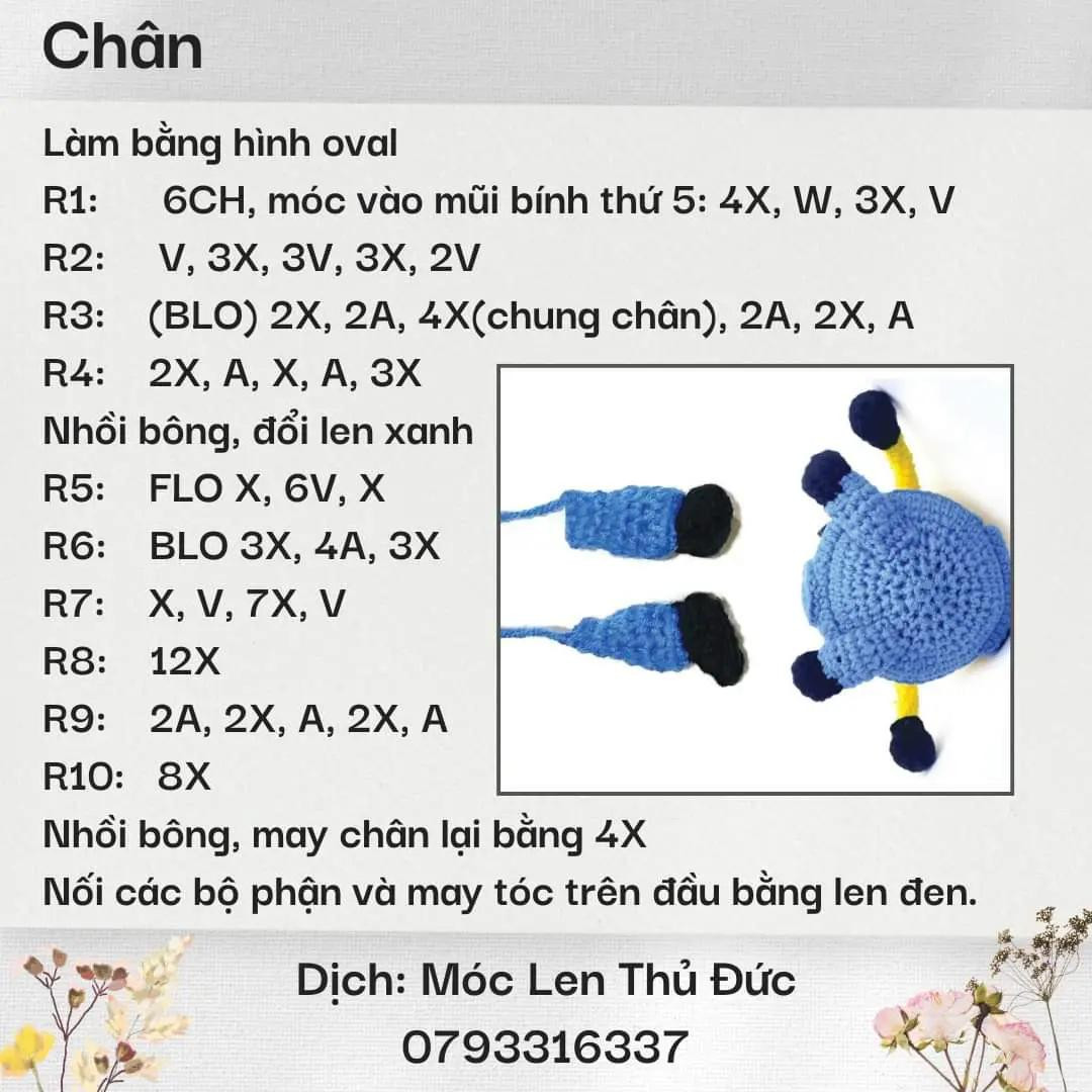 chart móc len minion 10 cm