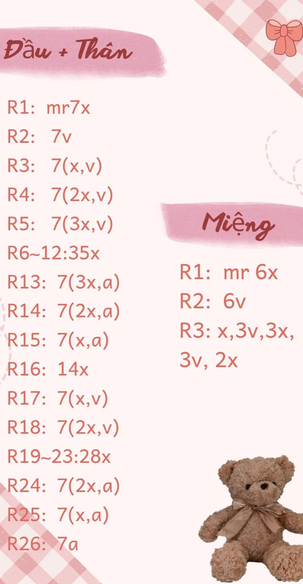 Chart móc len móc khóa gấu nâu