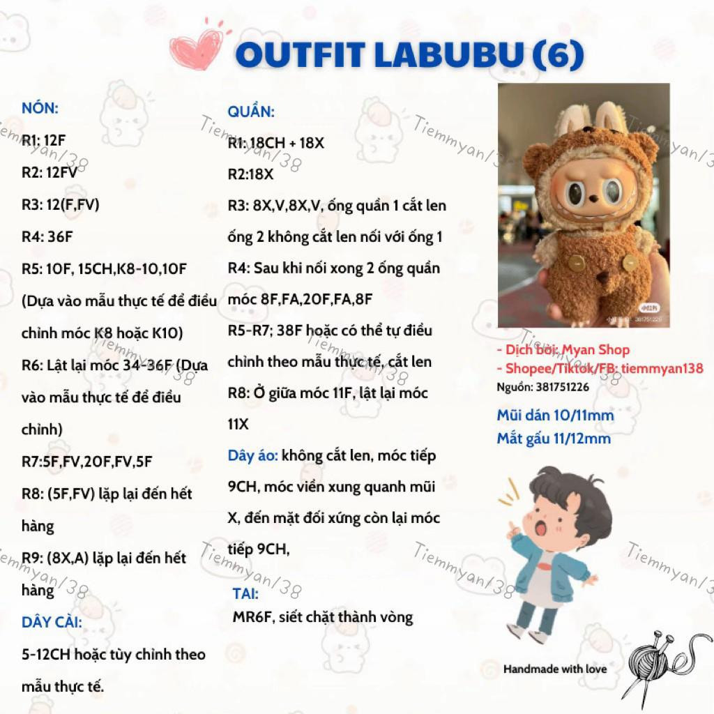 chart móc len outfit labubu 6