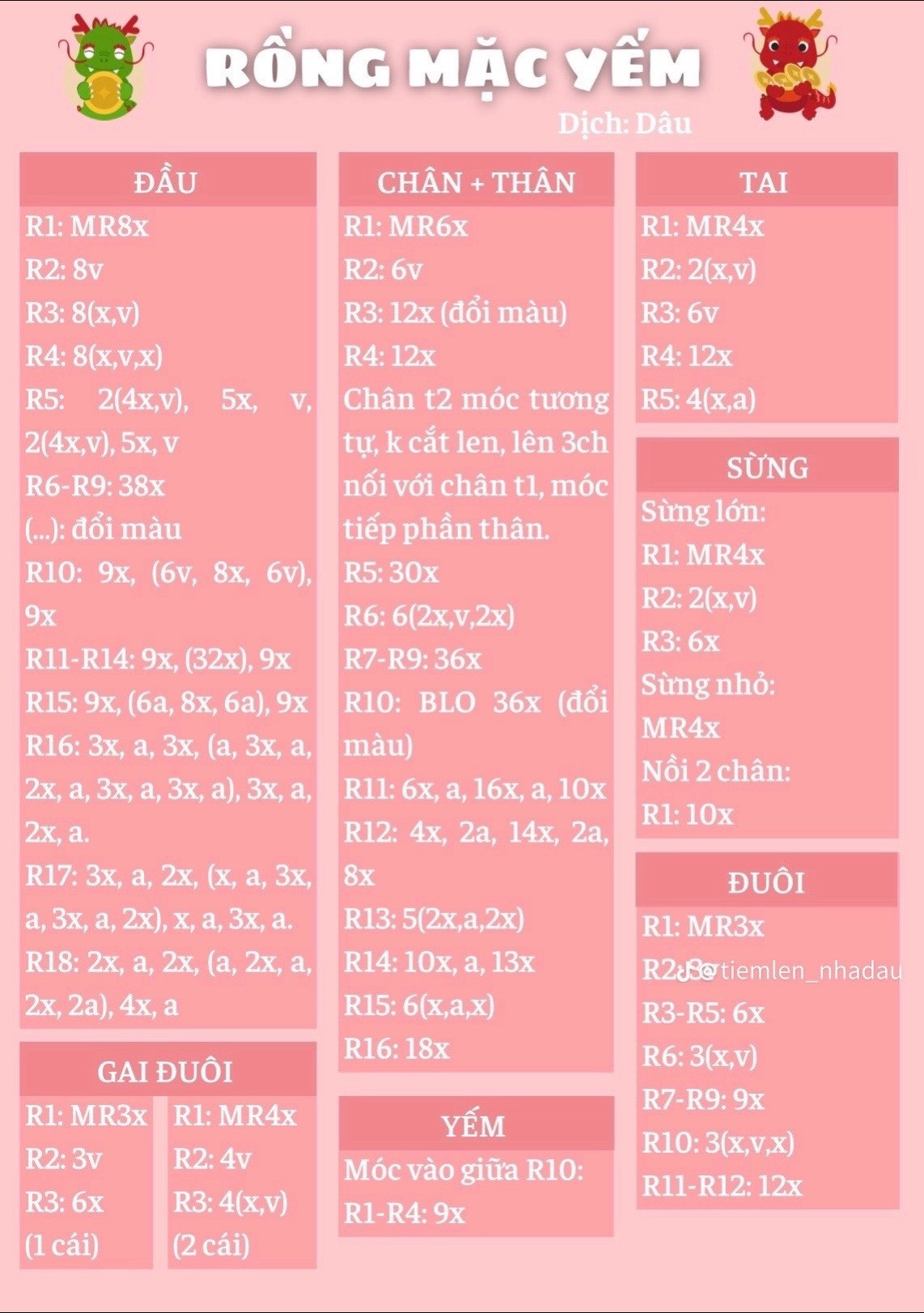 Chart móc len rồng mặc yếm