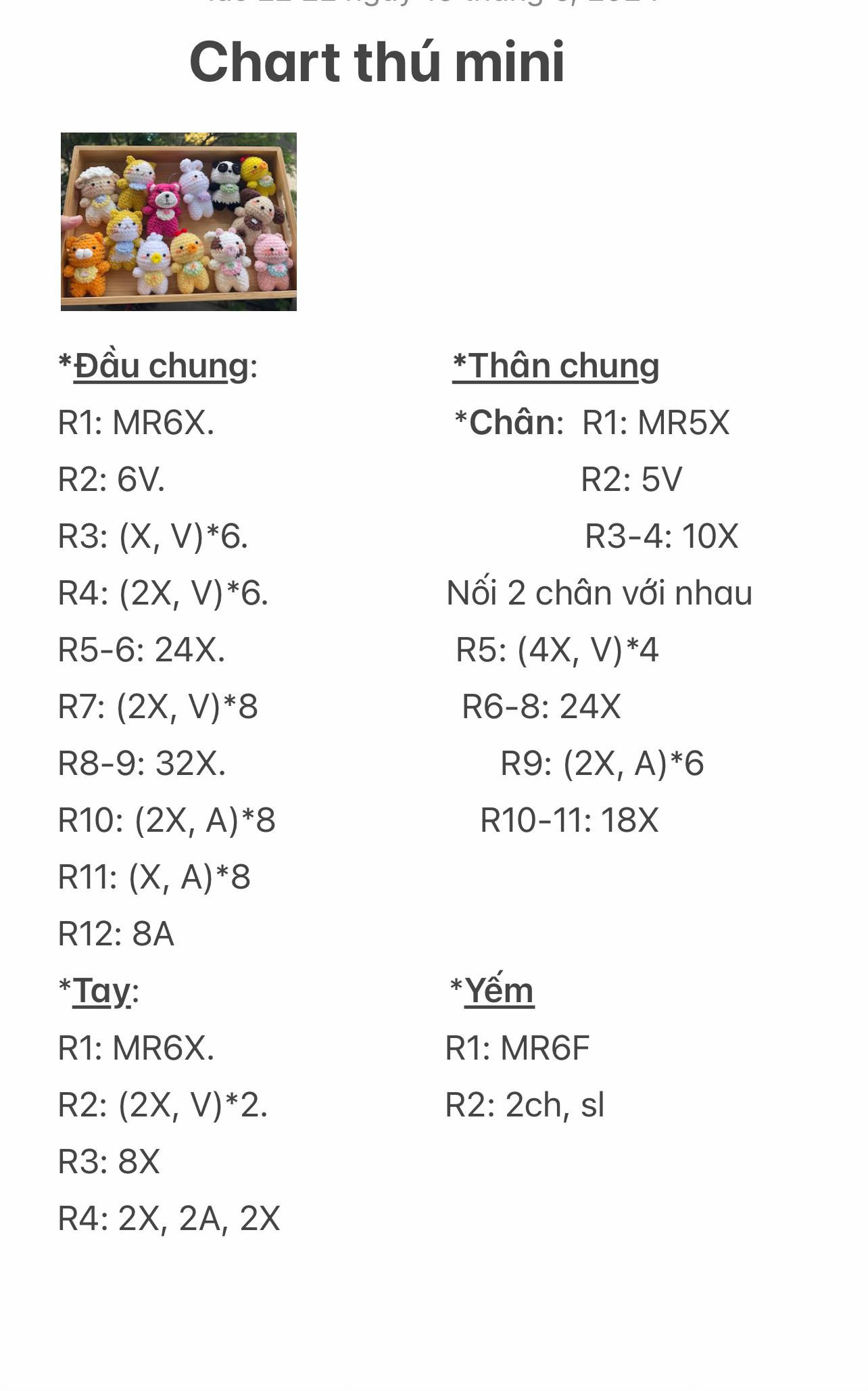 Chart móc len thú mini mèo, gấu, cừu, panda, vịt thỏ,.....