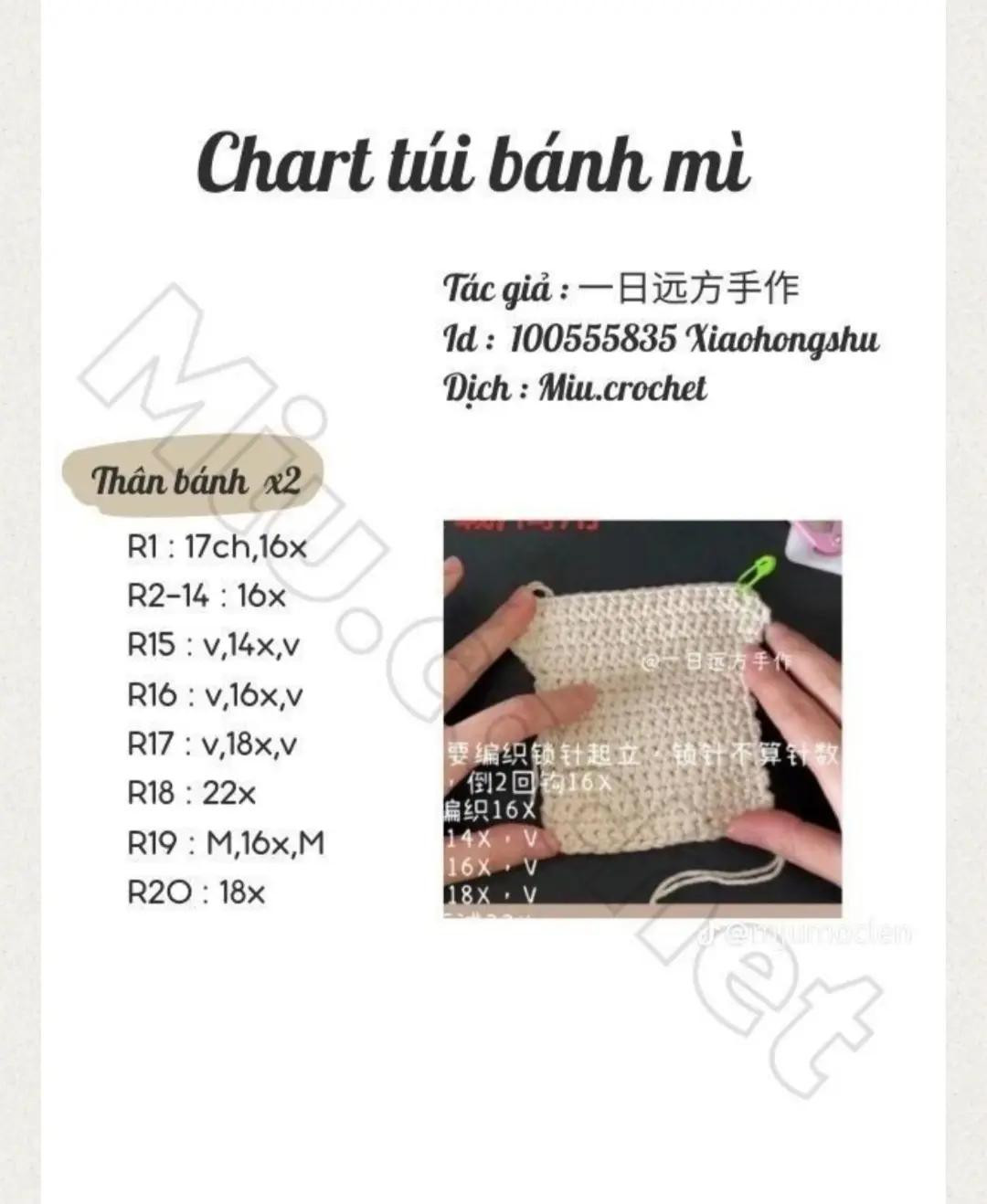 chart móc len túi bánh mì