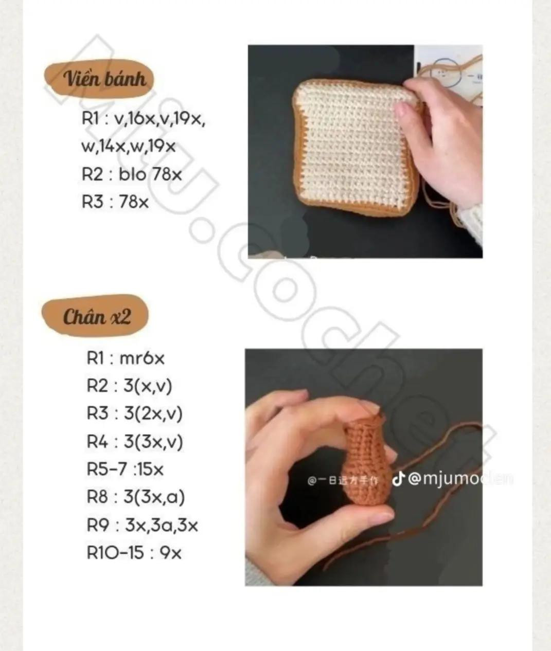 chart móc len túi bánh mì