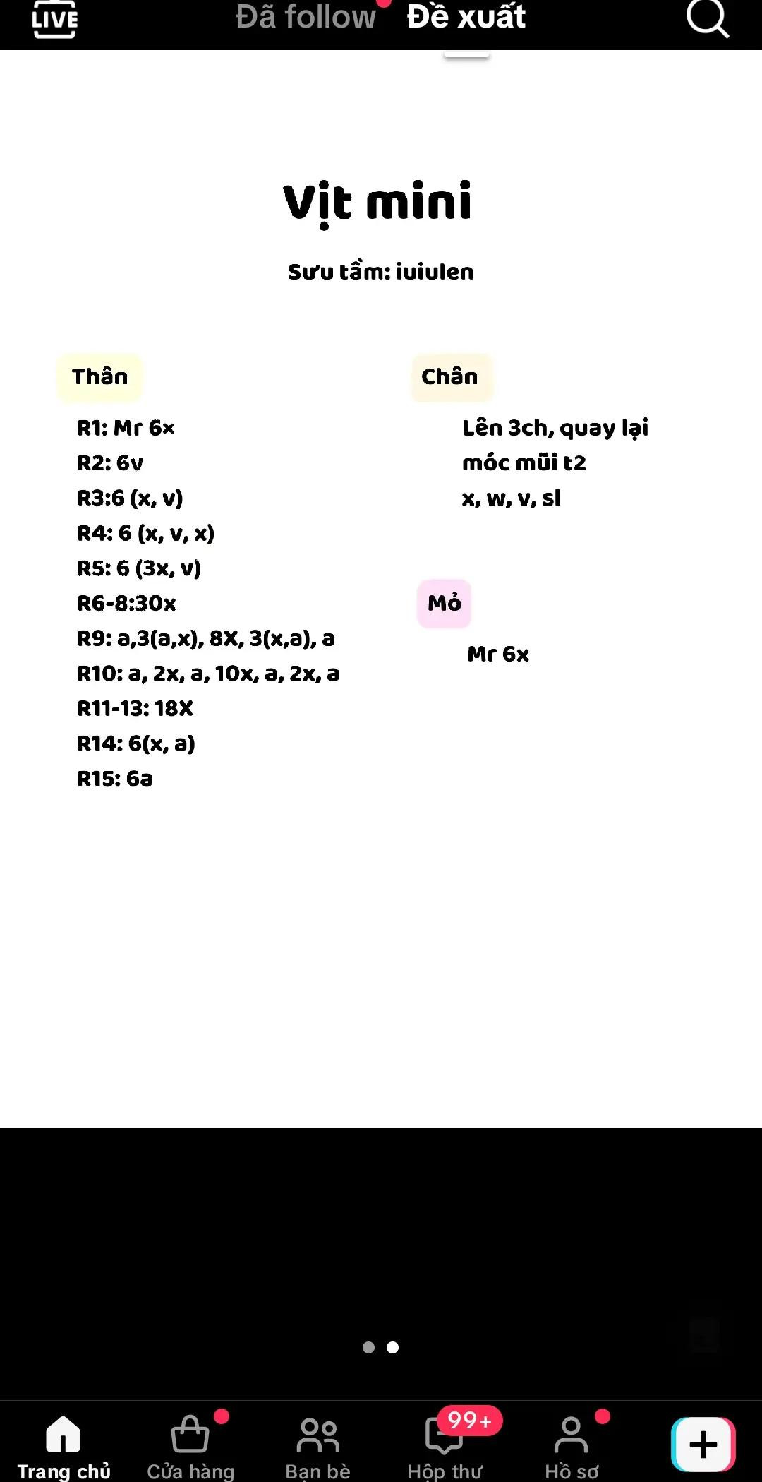 Chart móc len vịt mini