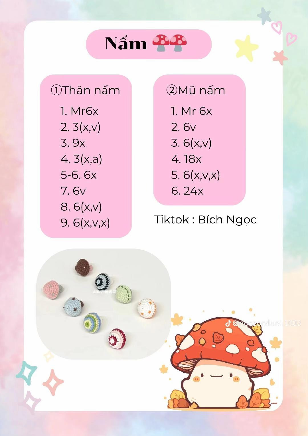 Chart móc nấm mini, thú mini, bánh kem