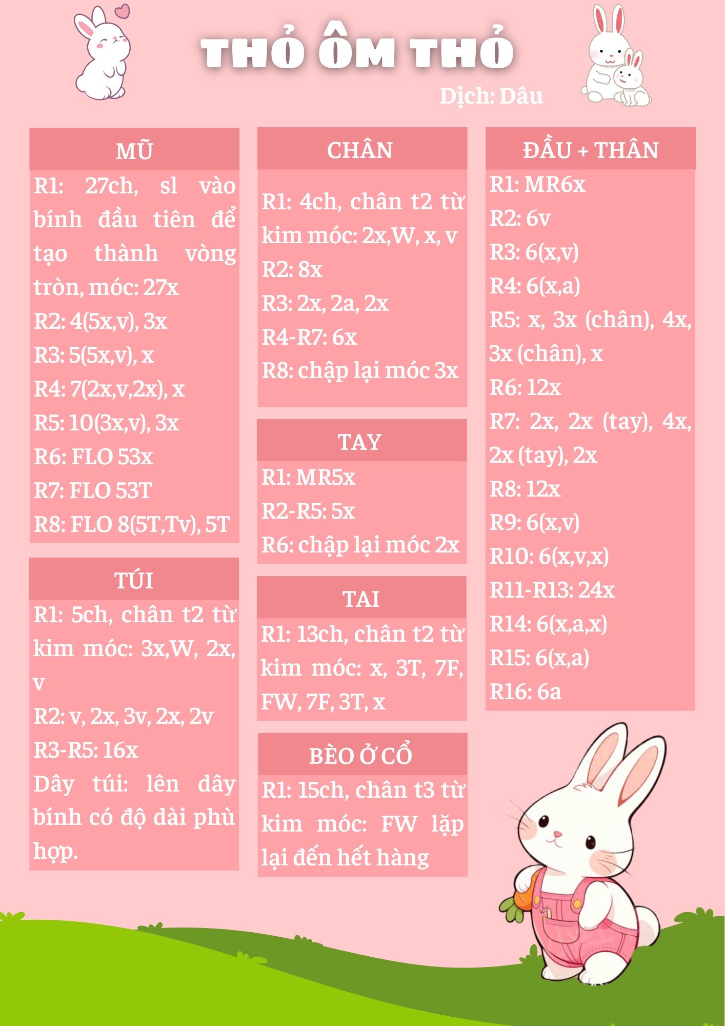 chart móc thỏ ôm thỏ