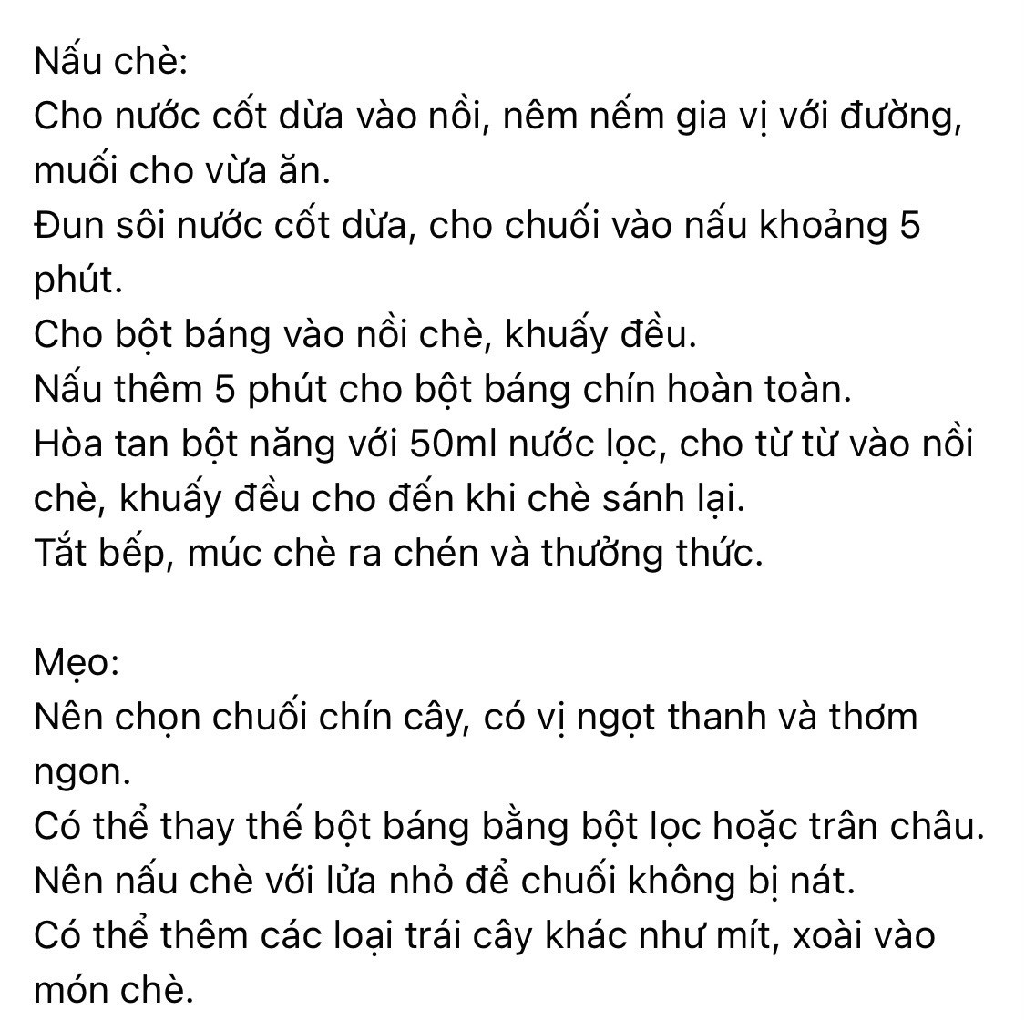 chè chuối cốt dừa béo ngậy thơm ngon