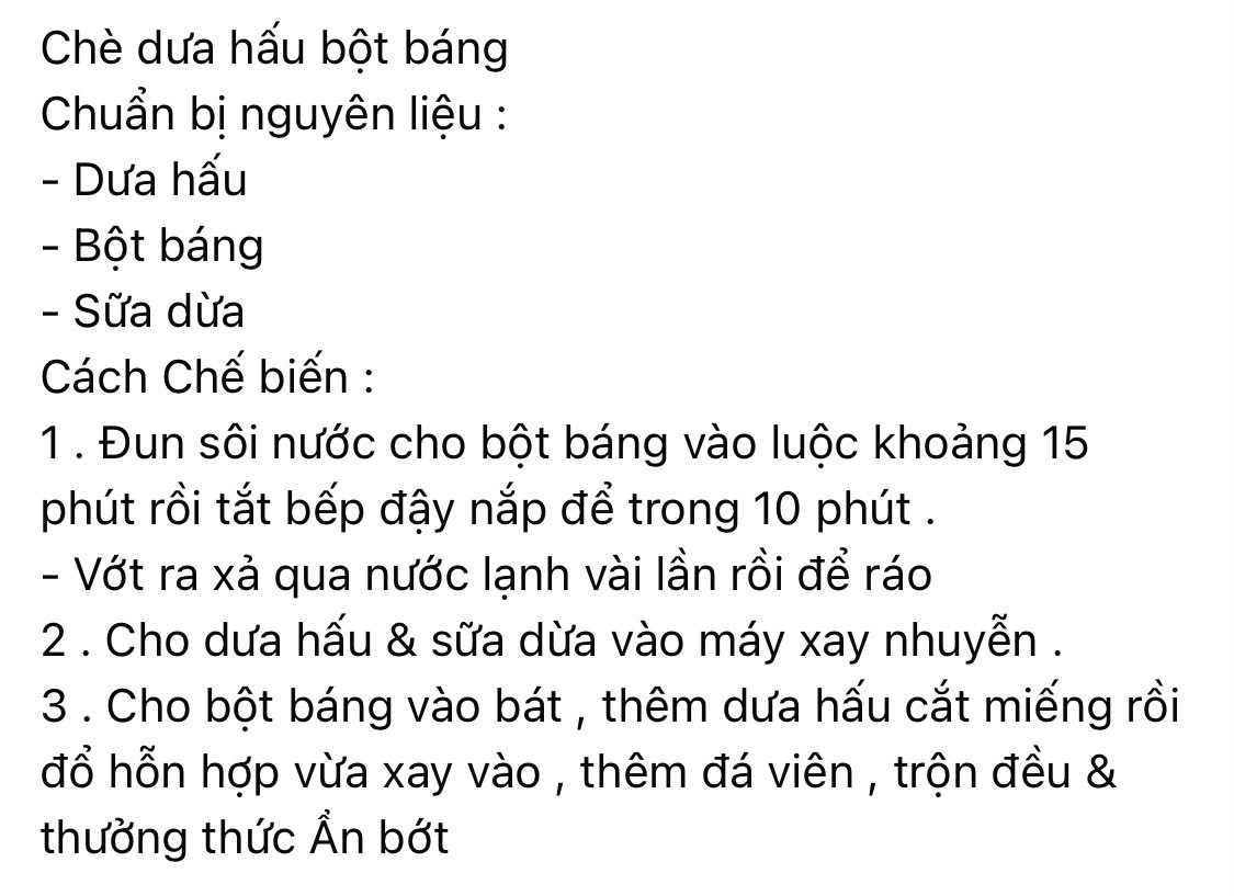 chè dưa hấu bột báng giải khát mùa hè.