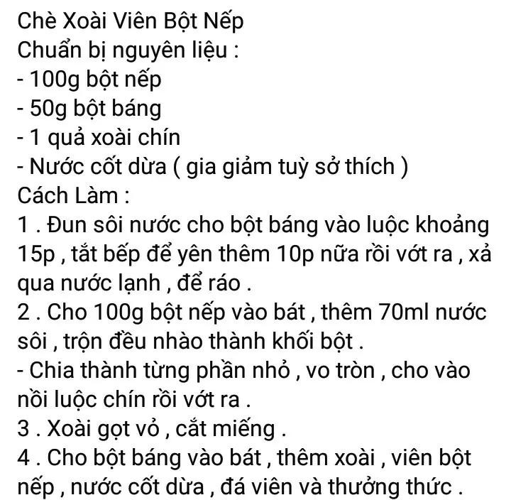 Chè viên dưa xoài, chè xoài bột báng, chè xoài viên bột nếp, chè thạch đào sữa, chè dưa bạc hà, chè viên thanh mai.