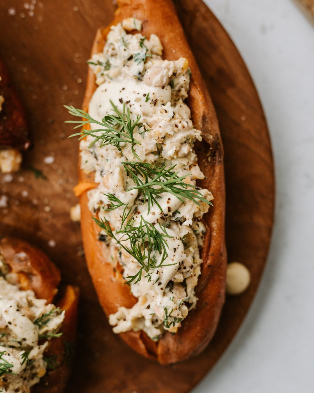 Chickpea "Tuna" Stuffed Sweet Potatoes 🍠