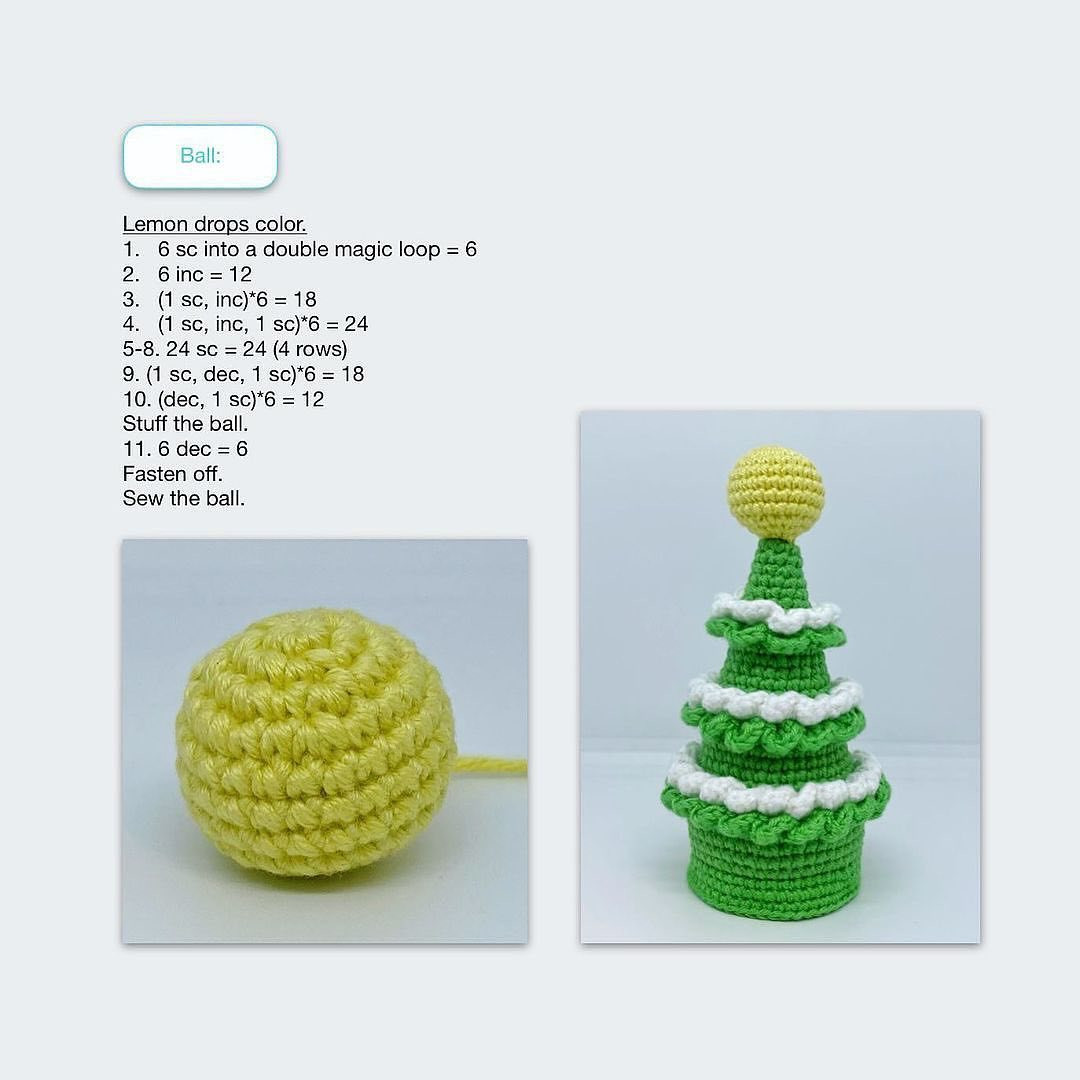 Christmas tree crochet pattern with ball on top