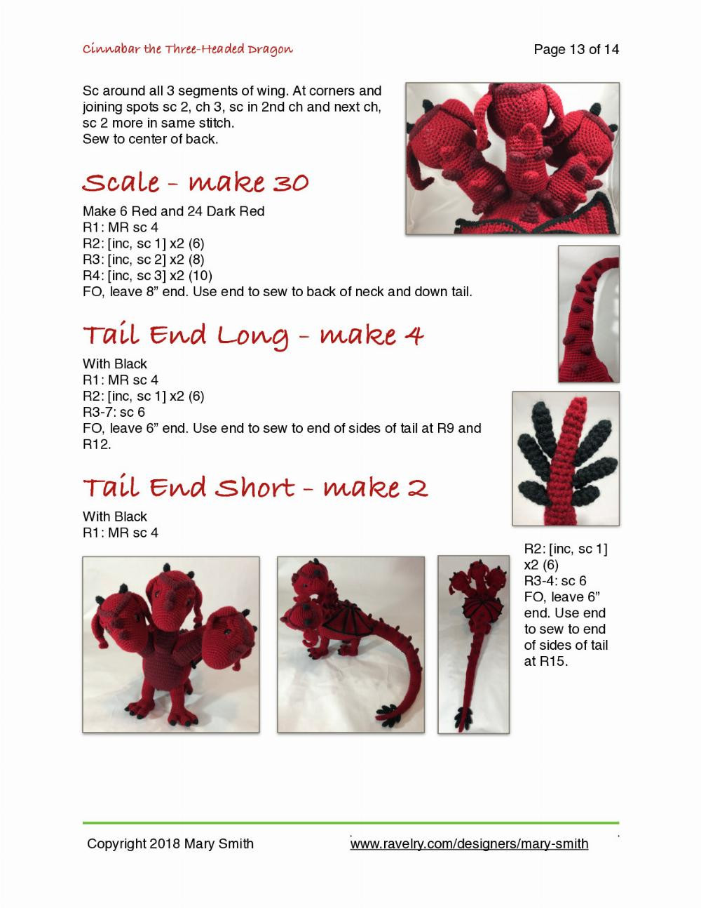 Cinnabar the Three-Headed Dragon Pattern